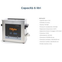 Vasca di Lavaggio ad Ultrasuoni ad 6 -13 e 27 Litri BETA TOOLS Funzione Degassificazione di Iniettori e Valvole EGR Pulizia Carburatori modello 1895 - vasca da 6 litri